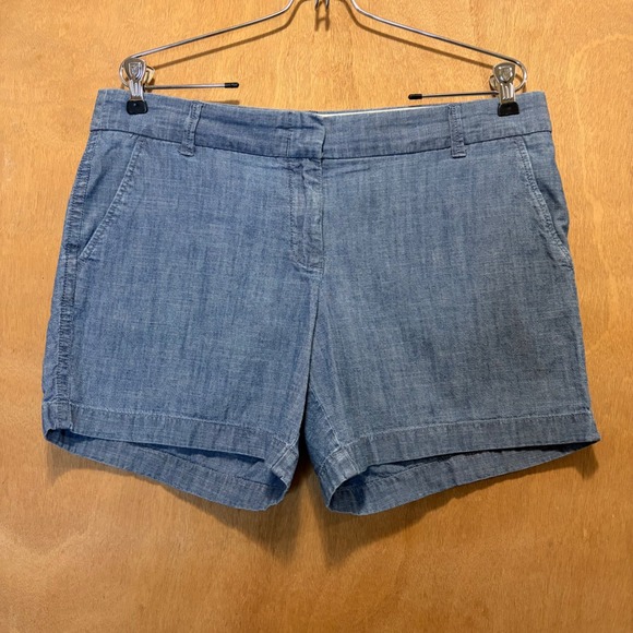J.Crew Pants - J.Crew Chino Shorts Women 10 Coastal Chambray Casual 5"Inseam 100% Cotton Beachy